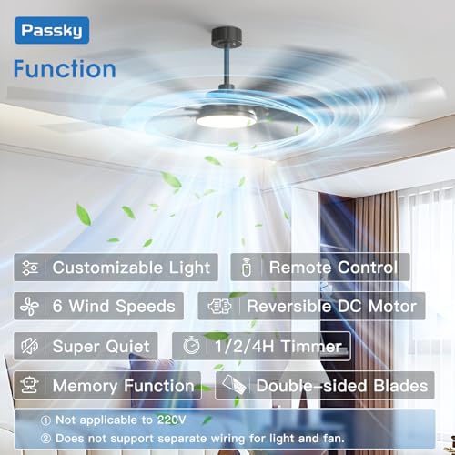 Image of 80 inch Ceiling Fans with Lights, Large Modern Ceiling Fan with Light and Remote Control, Reversible, 3CCT, Dimmable, Quiet, Black Ceiling fan For Bedroom, Living Room, Patio Farmhouse, Indoor /Outdoor