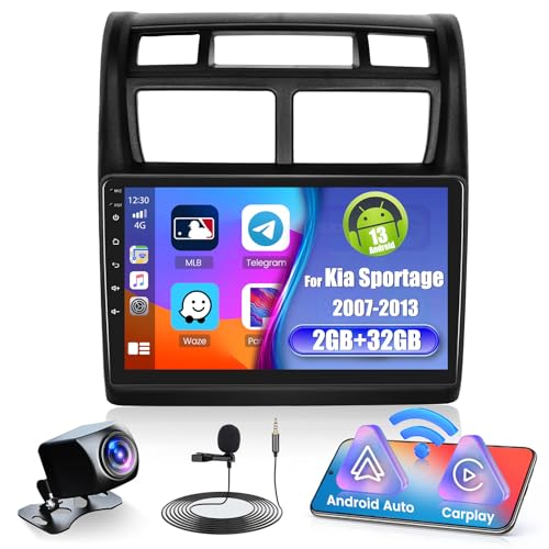 [2G+32G] Android 13 Car Stereo for Kia Sportage 2007-2013 Radio with Wireless Carplay & Android Auto, 9 Inch Touch Screen Car Radio with GPS Navigation/WiFi/BT/SWC/Backup Camera -  Hikity