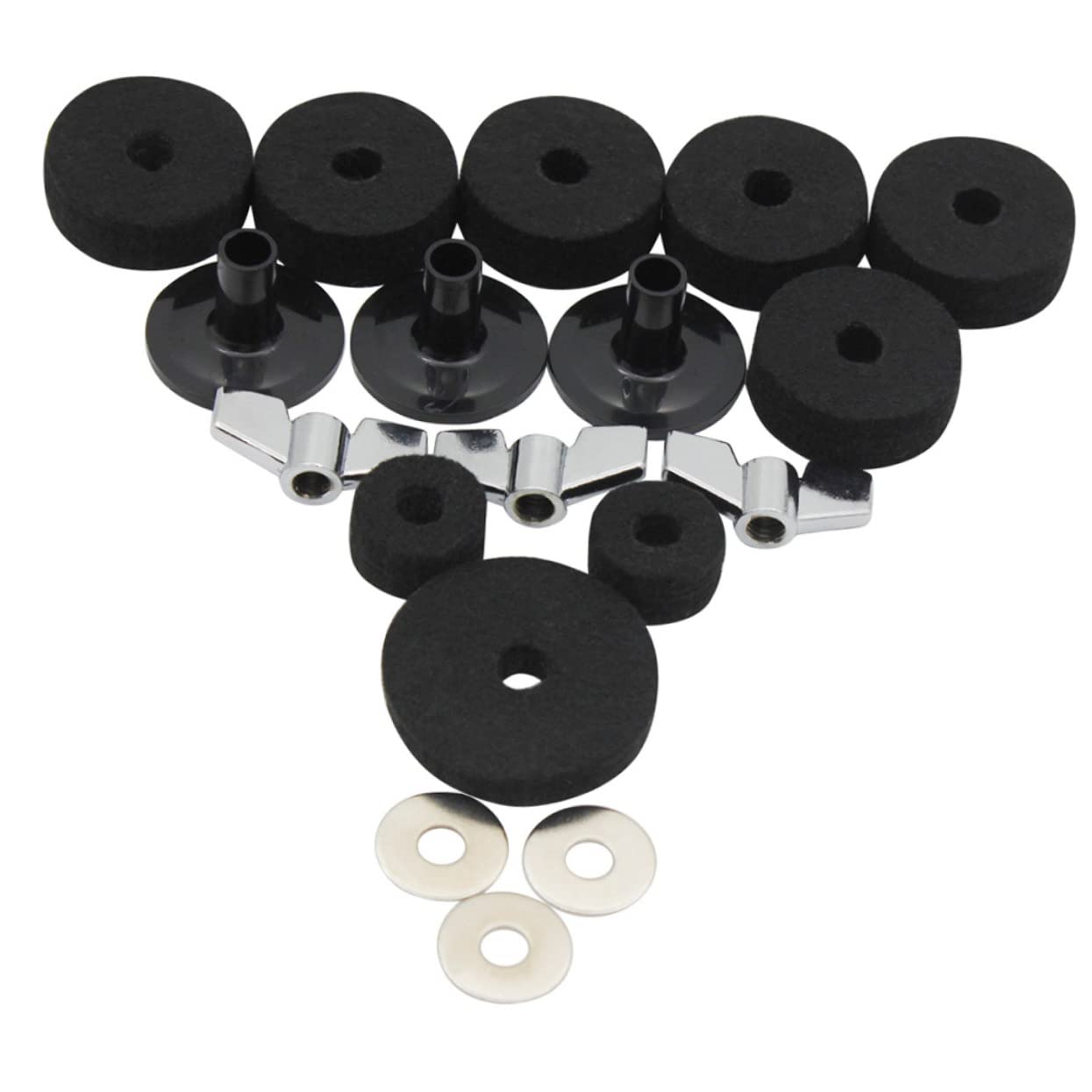 TOYANDONA 54piezas Accesorios De Batería De Percusión Almohadillas De Platillo Arandelas Tubos y Base Para Soportes De Platillos
