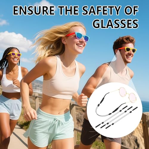 Sangles de lunettes réglables confortables, lot de 4 cordons noirs sans queue - 6