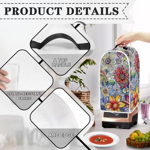 Image of Boho Floral Blender Dust Cover Anti Fingerprint Polyester Stand Mixer or Coffee Maker Appliance Cover Stain Resistant Blender Storage Bag for Kitchen Appliance