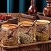 ZJX0769 3 Pack 250ml / 8.5oz Clear Glass Spice Jar with Acacia Wooden Lid and Spoon, Classic Style, Kitchen Storage Container, 3.2 inches (diameter) x 3.5 inches (height)