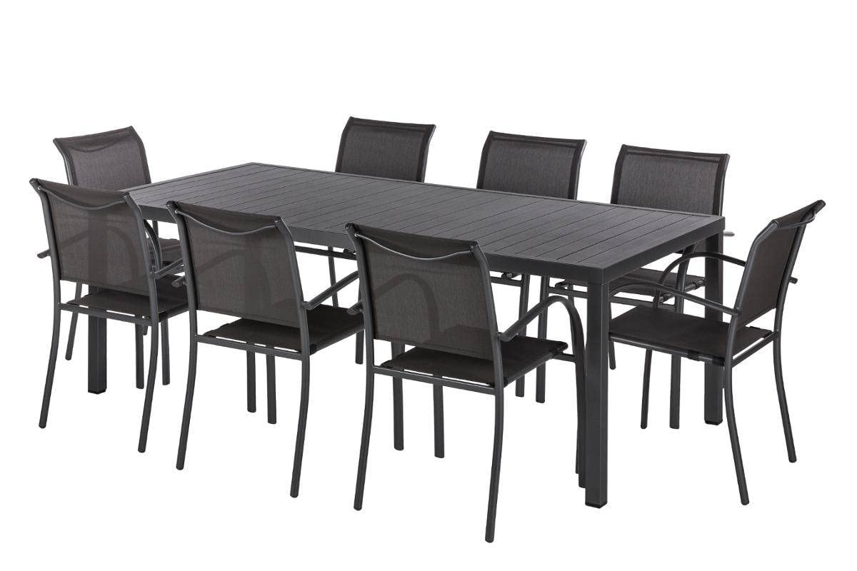 Hespéride - Table de Jardin Rectangulaire Piazza Gris Graphite - 8 Places - Aluminium Traité Epoxy Antirouille