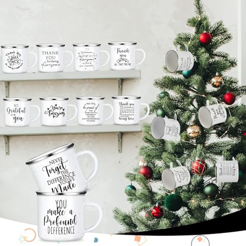 Set de 10 tazas esmaltadas blancas de 12 oz miniatura 6