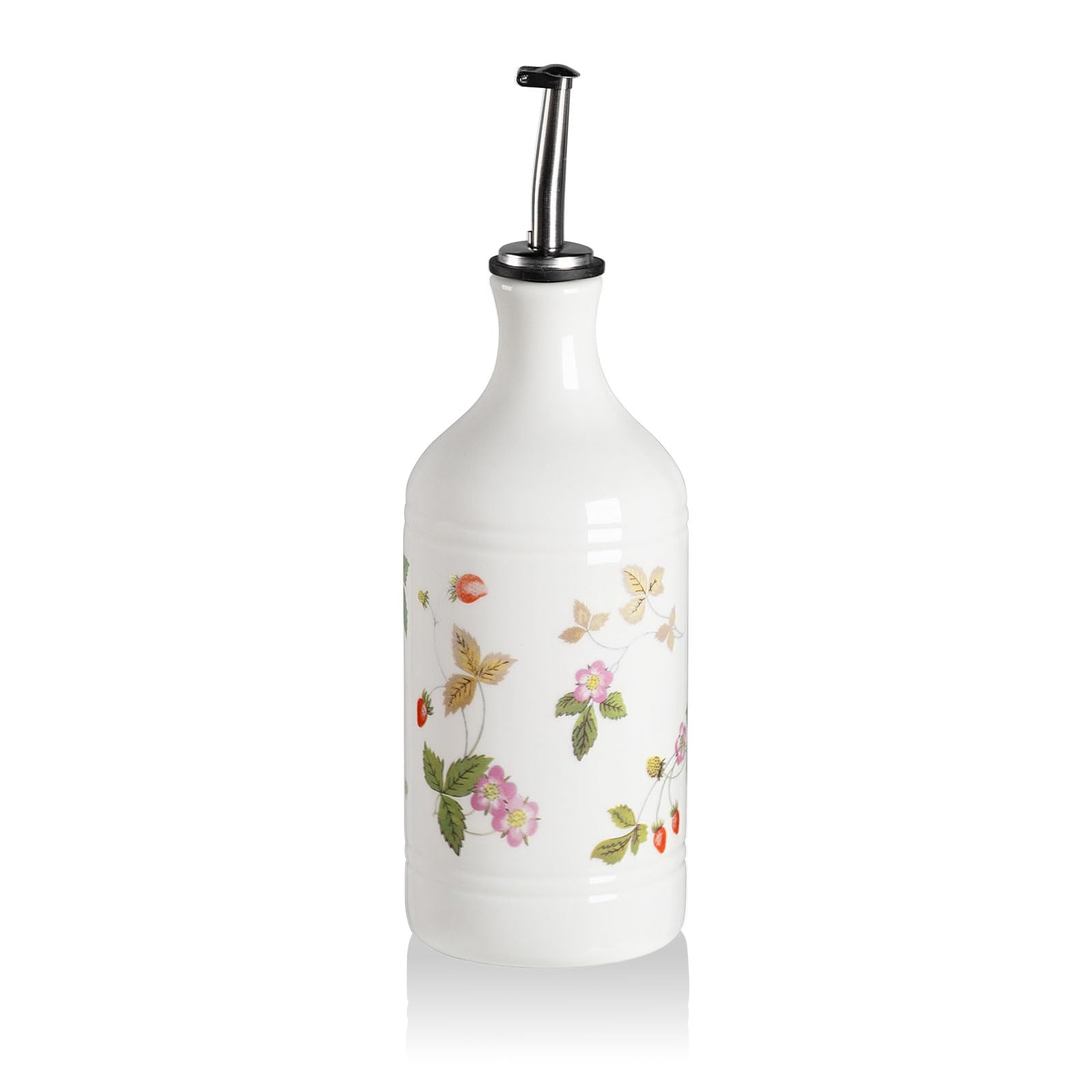 Sweejar Ceramic Olive Oil Dispenser Bottle for Kitchen, 15.5 Oz Relief Opaque Oil and Vinegar Dispenser Bottle with Spout, Suitable for Soy Sauce, Coffee Syrup, Liquids (Strawberry)