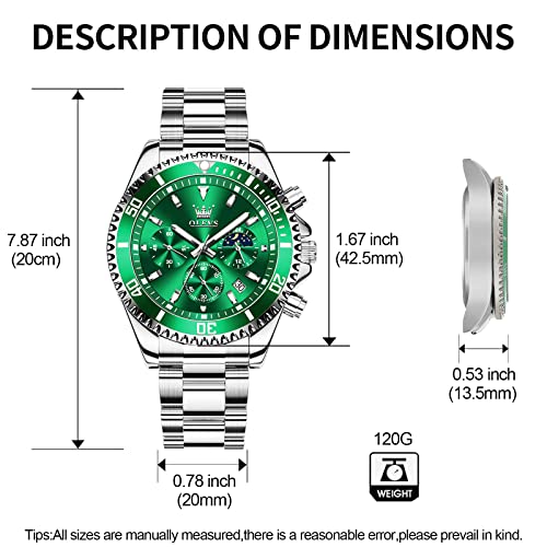 Image of OLEVS Mens Stainless Steel Watch Fashion Luxury Big Face Analog Waterproof