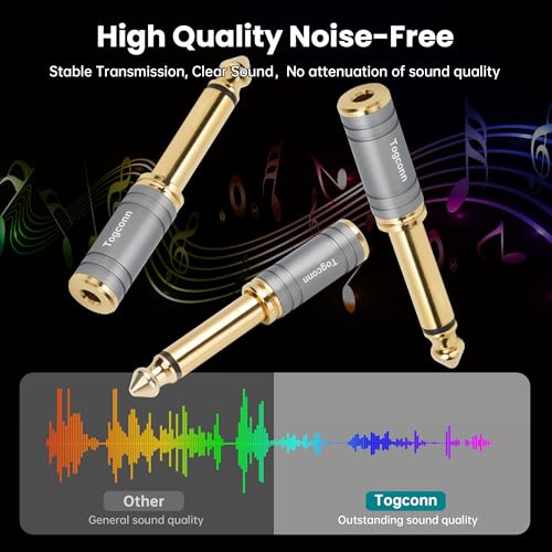 Image of 6.35mm 1 /4 Inch to 3.5mm 1 /8 Inch Adapter 2 Pack, 6.35mm Quarter Inch TS Mono Male to 3.5mm TRS Female Stereo Jack Plug Audio Converter Connector Premium Quality Series for Speaker, Headphone, Guitar