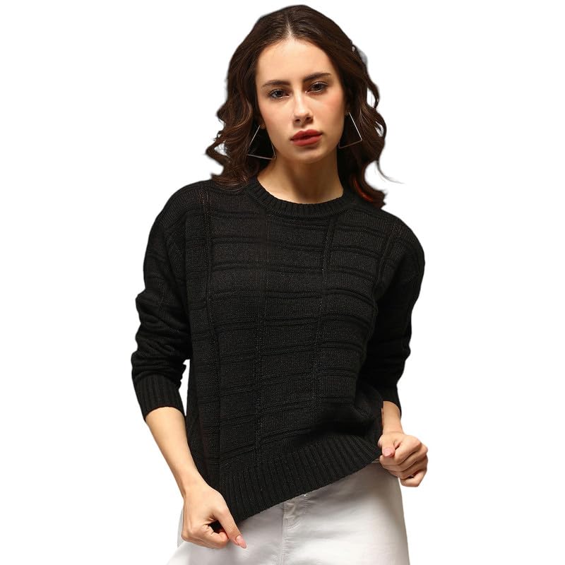 pinacolada Women's Geometric-Textured Pullover Sweater for Casual Wear | Crew Neck | Long Sleeves | Pull On Closure | Sweater Crafted with Comfort Fit for Everyday Wear |Material: Polyester Blend-picture-21