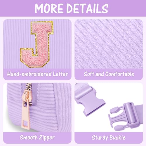 Image of Gitus Girls Birthday Gifts for 10-16 Year Olds - Initial Fanny Pack Belt Bag Crossbody Bag - Trendy & Personalized Preppy Stuff (Lavender-J)