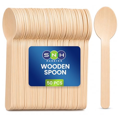 SNH Packing Wooden Disposable Spoon 50-Pieces Wooden