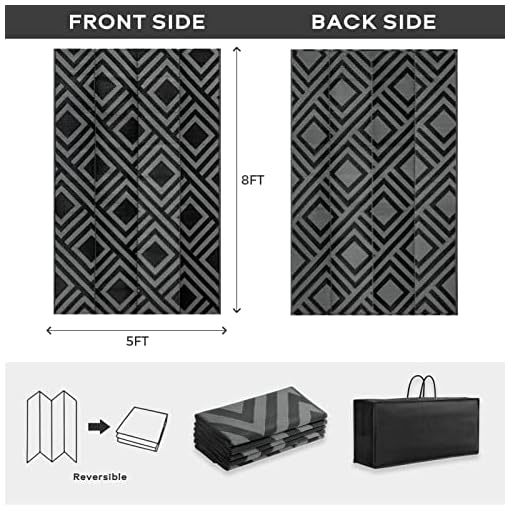 Ashler Outdoor Plastic Straw Rug Waterproof for Patio, Clearance Reversible Camping Mats, 5x8 Large Outdoor Area Rugs with Carrying Bag, for RV, Picnic, Backyard, Indoor, Dark Grey - Image 4