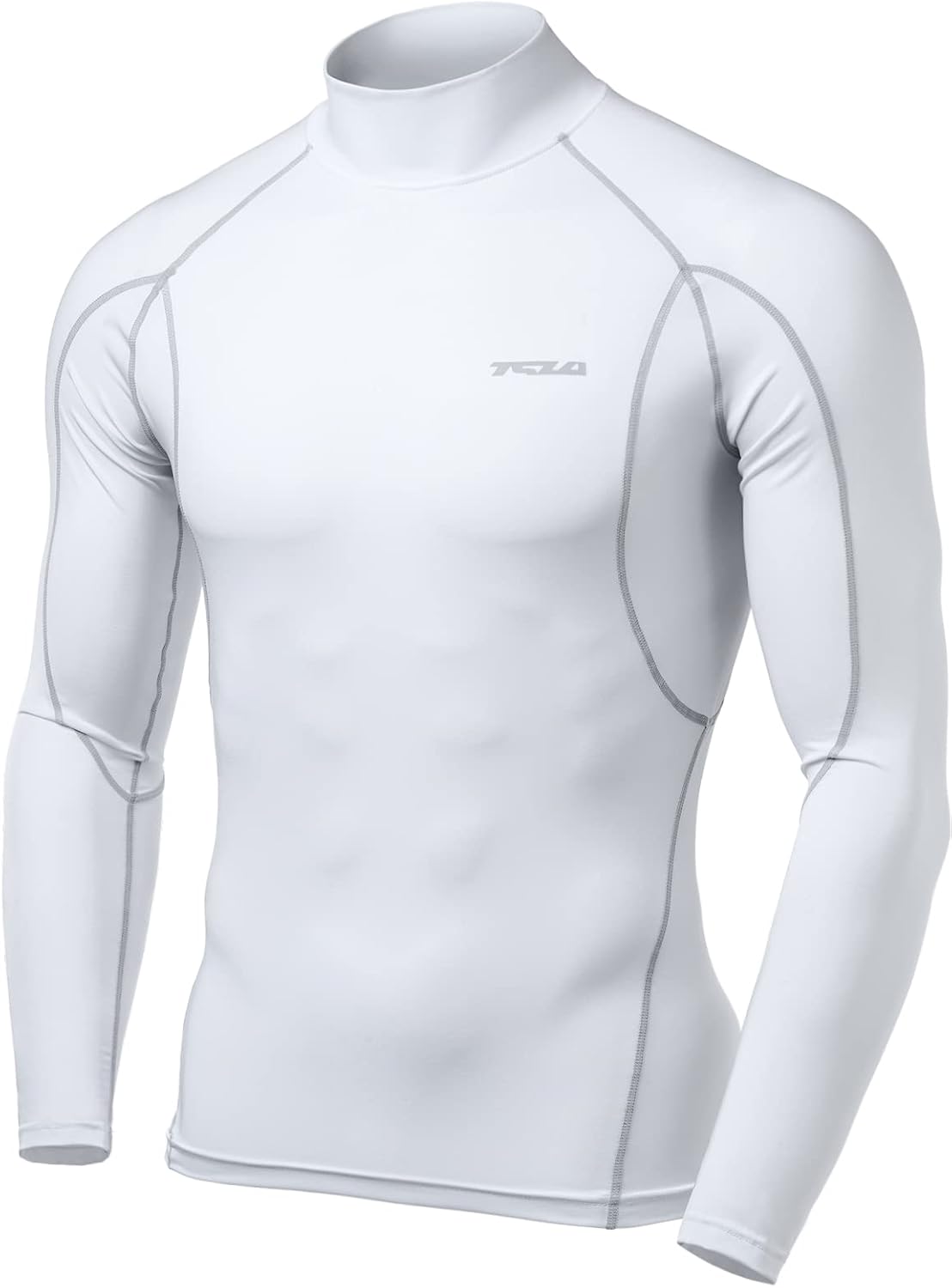 TSLA Men's UPF 50+ Mock Long Sleeve Compression Shirts, Athletic Workout Shirt, Base Layer for Water Sports