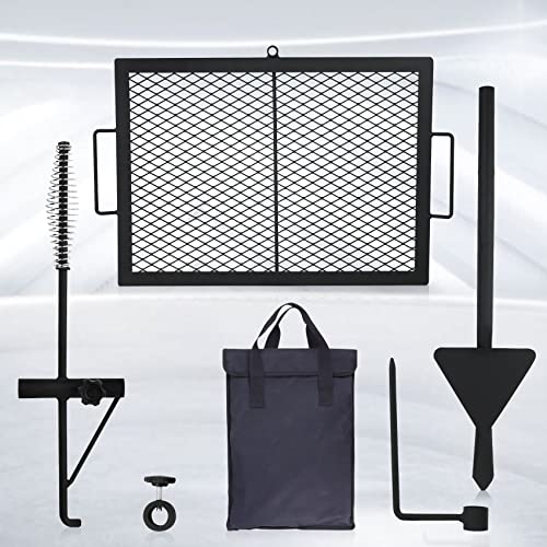 Beendou Rotary Campfire Grill Grate, Heavy Duty Steel Adjustable Fire Pit Grill Grate,Outdoor Open Campfire Cooking Grill Grate For Camping Grill With Carry Bag #TOP6