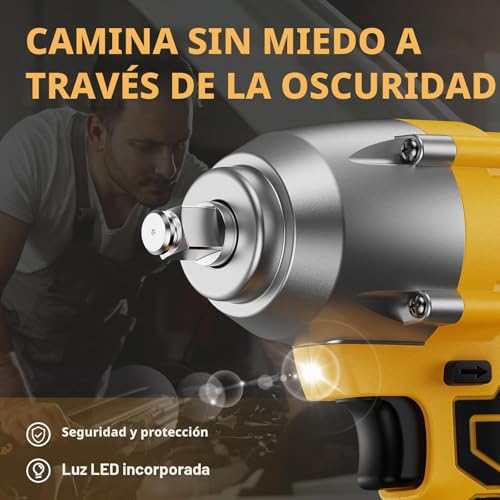Miniatura 2 de Vtek Llave De Impacto Sin Escobillas Portabrocas De 1 2 Pulgada, Par Máximo De 700 N.M, Llave De Impacto Inalámbrica De 500 Pies-Libras, Pistola De Impacto Para Niveles De Automóvil