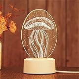 3Dアクリルネオン - クラゲ 導いた夜のライト7色のタッチスイッチ子供、女の子、男の子、赤ちゃん、女性のためのタッチスイッチ CDKPAWMZ