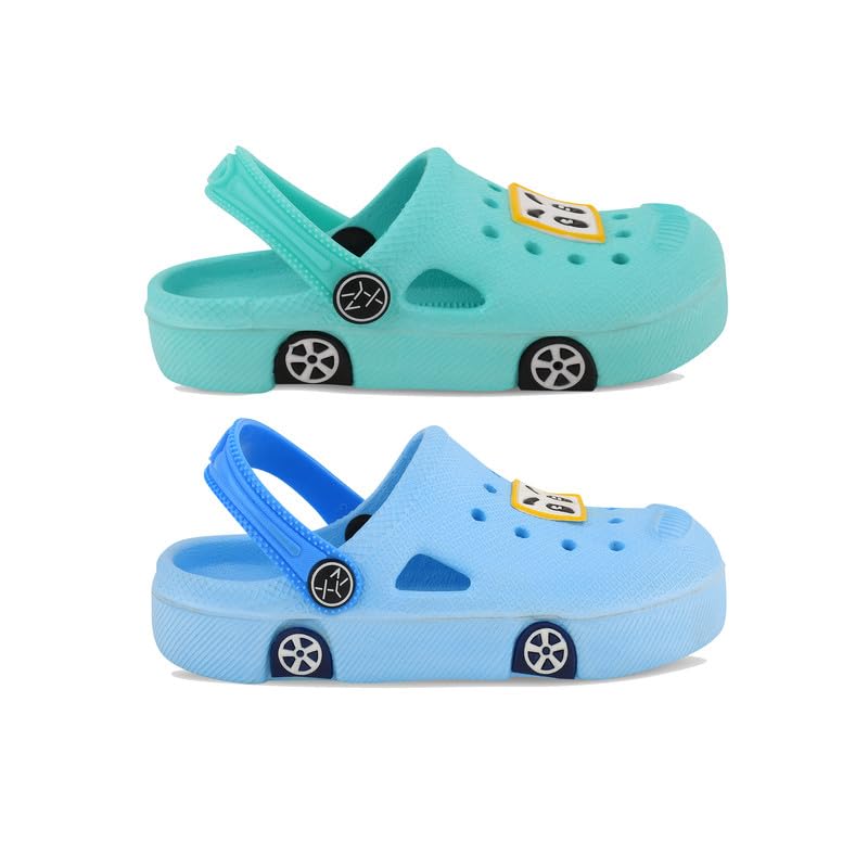 Image of SMARTOTS Pack of 2 Car Design Kids Clogs for Daily Use, Kids Eva Sandals for Boys and Girls with Adjustable Sling Back Strap