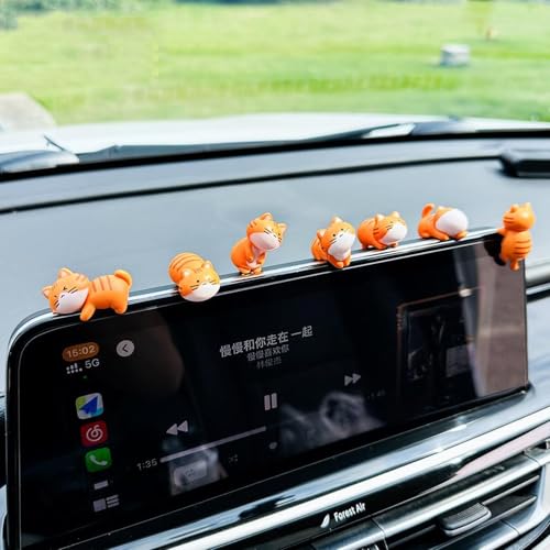 Image of Ascension 6 Pcs Mini Cat Cute Car Accessories Funny Rear View Mirror & Dashboard Decorations Lovely Animal Miniature Figurines Creative Cute Kitten DIY Home Dollhouse Bonsai Garden Decoration