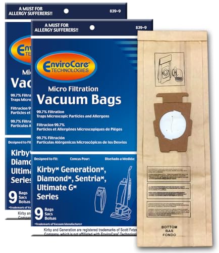 EnviroCare Replacement Micro Filtration Vacuum Cleaner Dust Bags for all Kirby Generation & Sentria Model uprights 18 pack