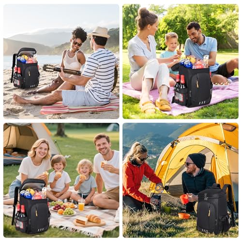 Image of Cooler Backpack- 40 Cans Insulated Backpack Cooler for Men & Women Portable Leak Proof Lunch Backpack Cooler Bag for Beach Picnic Travel Work Camping Hiking-Black
