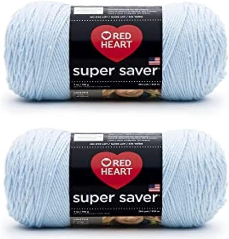 Red Heart Super Saver - Hilo Blue Bell - Paquete de 2 unidades de 6.98 oz7 onzas, acrílico, 4 medianos (peinado), 364 yardas, ganchillo y tejido y
