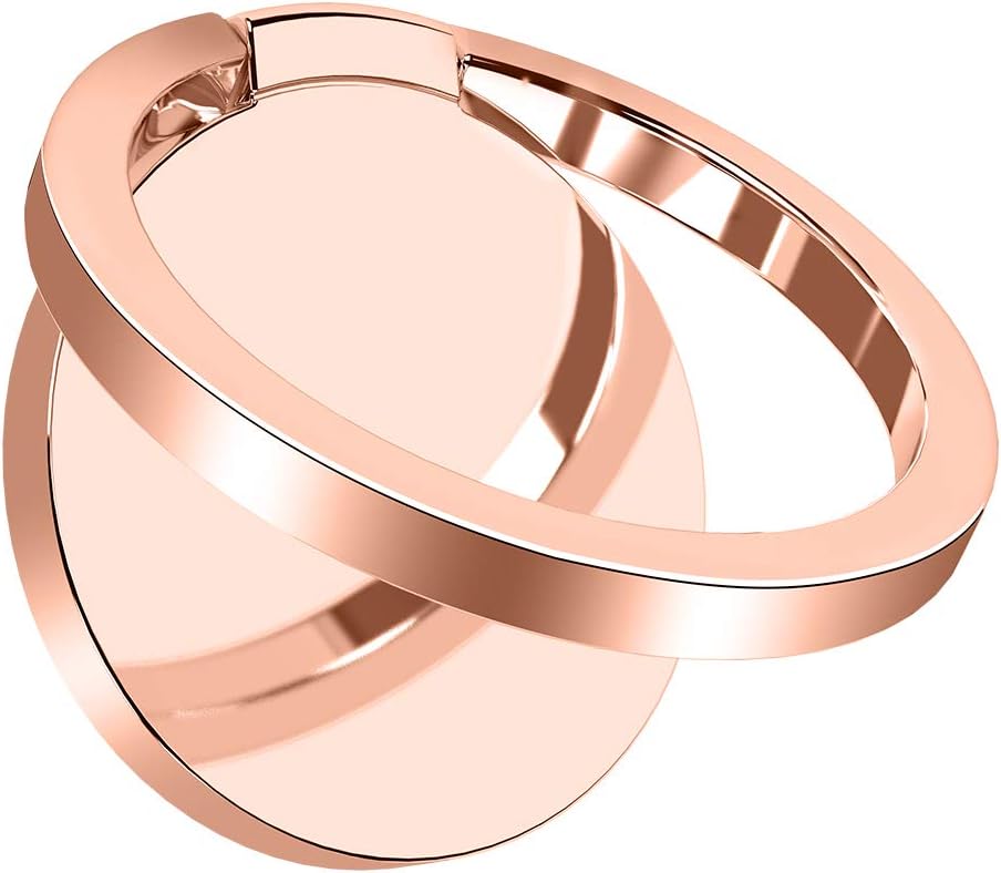 Ultra Slim Phone Ring Holder, Tomorotec Thin Cell Phone Ring Stand for Magnetic Car Mount with Black Car Mount Hook - for iPhone X XR XS 8 7 Plus 6S 6 5s 5 SE, Galaxy S8 S7 S6 Edge (Rose Gold)