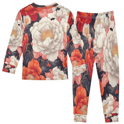 Pajama Sets Long Sleeve Beautiful Flowers Soft Comfy Sleepwear 2 Piece PJS 3-8T3