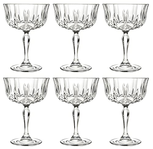 Barski Champagne Glasses - Flute - Saucer - Belle Coupe - Set Of 6 Glasses - Glass - Beautifully Designed - Each Glass Is 8.25 Oz Made In Europe #TOP18