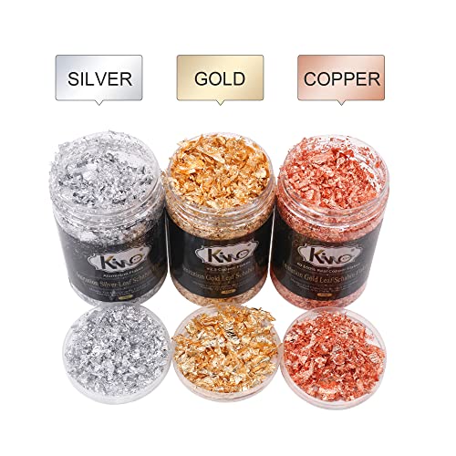 Gold Foil Flakes for Resin, 30g Gold Leaf Flakes for Nail Art, Painting, Crafts, Slime and Resin Jewelry Making (10g / Bottle)