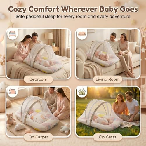 Image of StarAndDaisy 3 in 1 Baby Mosquito net for Sleeping, Mosquito net for Newborn Baby with Washable Design, Soft and Comfortable Bed.