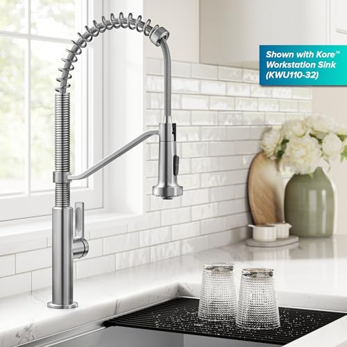 Image of KRAUS Oletto Commercial Style 2-Function Single Handle Pull Down Kitchen Faucet in Spot-Free Stainless Steel, KPF-2643SFS