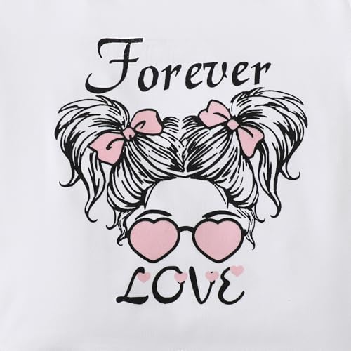 Image of Toddler Girl Clothes 2-8T Girls Skirt,White Short Sleeve Letter Print Top + Summer Short Skirt 2PCS Girls Outfits Set