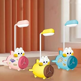 FARBEN Kids Little Plane LED Desk Light Study Night Table Lamp with Sharpenener and USB Charging Cable (Assorted Color)