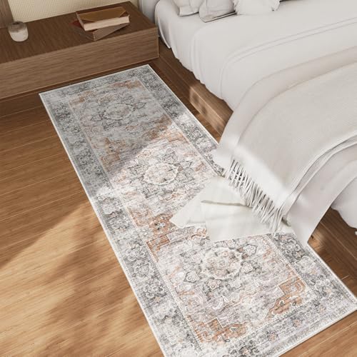 Washable Runner Rug Non Slip: 2'6"x8' Kitchen Rug Runners Stain Resistant Boho Floor Rug with Rubber Backing Non Shedding Soft Carpet Runners for Hallway Indoor Entryway Bedroom Bedside Laundry Room