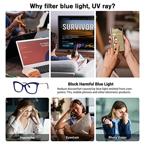 Image of VOOGLAM Butterfly Blue Light Glasses for Women Anti UV Eyestrain Dry Eyes Computer Phone TV Eyewear Libby