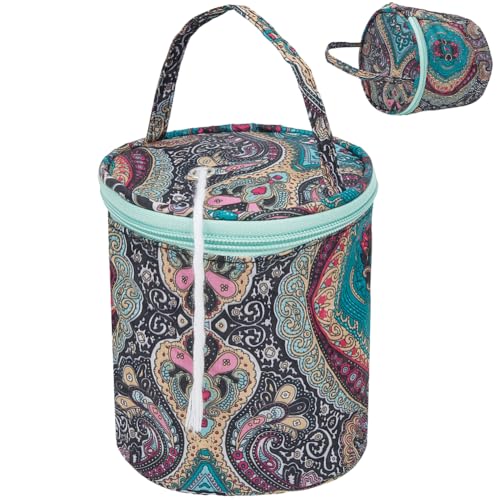 CRASPIRE Small Yarn Bag Flower Mini Yarn Storage Bags with Holes Portable Yarn Storage Case Mini Project Organizer Crochet Thread Sewing Accessories for Carry Crochet Hooks Skein Yarn