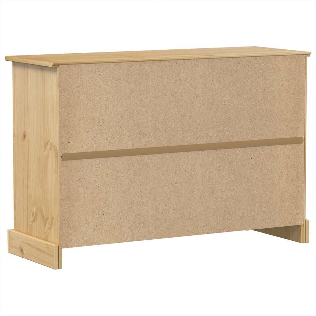Buffet en Bois Massif de pin 112x40x75 cm avec tiroirs et Portes pour Salon Cuisine Salle à Manger Robuste et Rustique