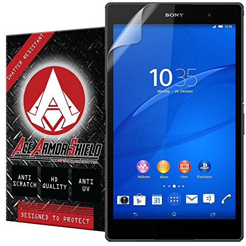 Ace Armor Shield Shatter Resistant Screen Protector for the Sony Xperia Z3 Tablet Compact / Military Grade / High Definition / Maximum Screen Coverage / Supreme Touch Sensitivity /Dry or Wet Easy Installation with free lifetime replacement warranty