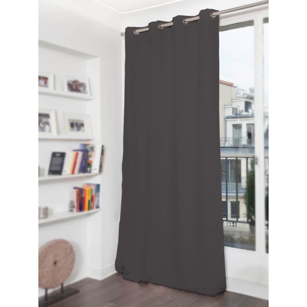 3in1 Lärmschutzvorhang zur Isolierung gegen Lärm, Licht & Kälte, Patentierte Technologie, Oeko-Tex®, Grau - Metall, 140 x 260 (BxH) cm, Ösen (1 Vorhangschal)