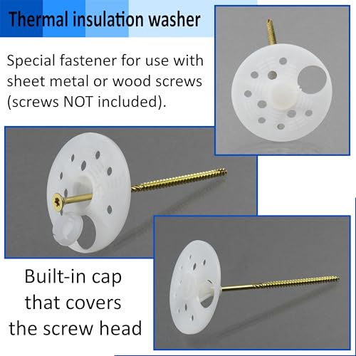 AERZETIX - Satz mit 10 Rosettenscheiben Ø60mm für Holzschrauben mit Kappe - Befestigung von Isolierplatten aus expandiertem extrudiertem Polystyrol - aus Kunststoff - Farbe weiß