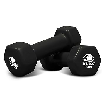 Kakss Cast Iron Vinyl Coated Dumbbells (1+1 Black)