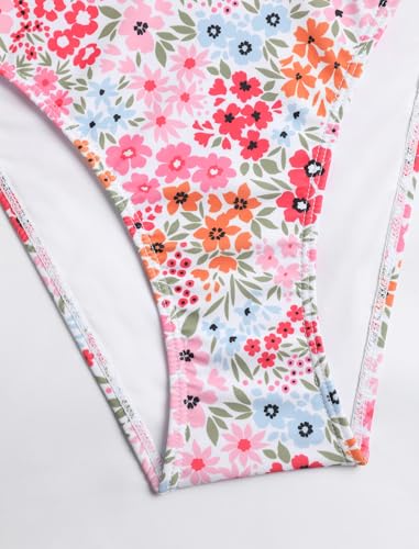 Image of ZAFUL Women's V Neck Textured Knot Tie Ruffle Trim Tankini Swimsuits