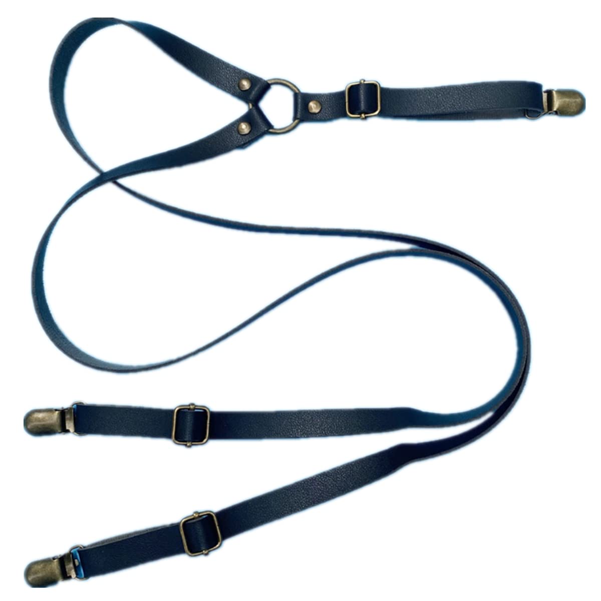 Tirantes para Hombre, Tirantes de Piel sintética for Hombre, con Cierre en Y y 3 Clips, 1(Black)