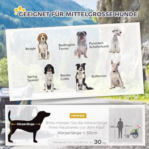 PawHut Hundeanhänger Jogger Fahrradanhänger Hunde Fahrradanhänger Grün