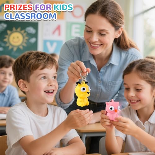 HOZUZER Squishy Keychain for Kids Party Favors - 32 Packs Popping Eyes Animal Keychains, Goodie Bag Stuffers, Pinata Stuffers, Classroom, Carnival Prizes, End of Year Gifts for Kids Students Bulk - image 7