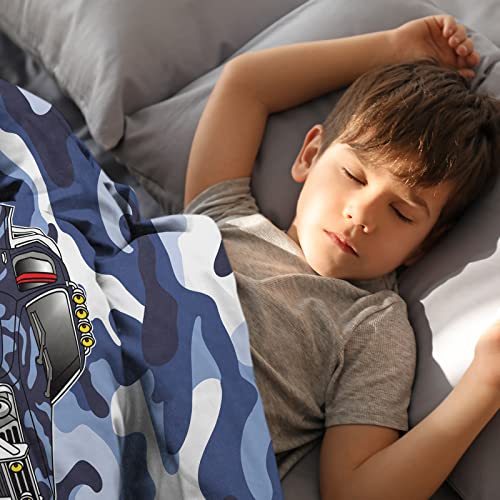 Lingqiang Camouflage Blue Truck Throw Blanket For Boys thumb #3