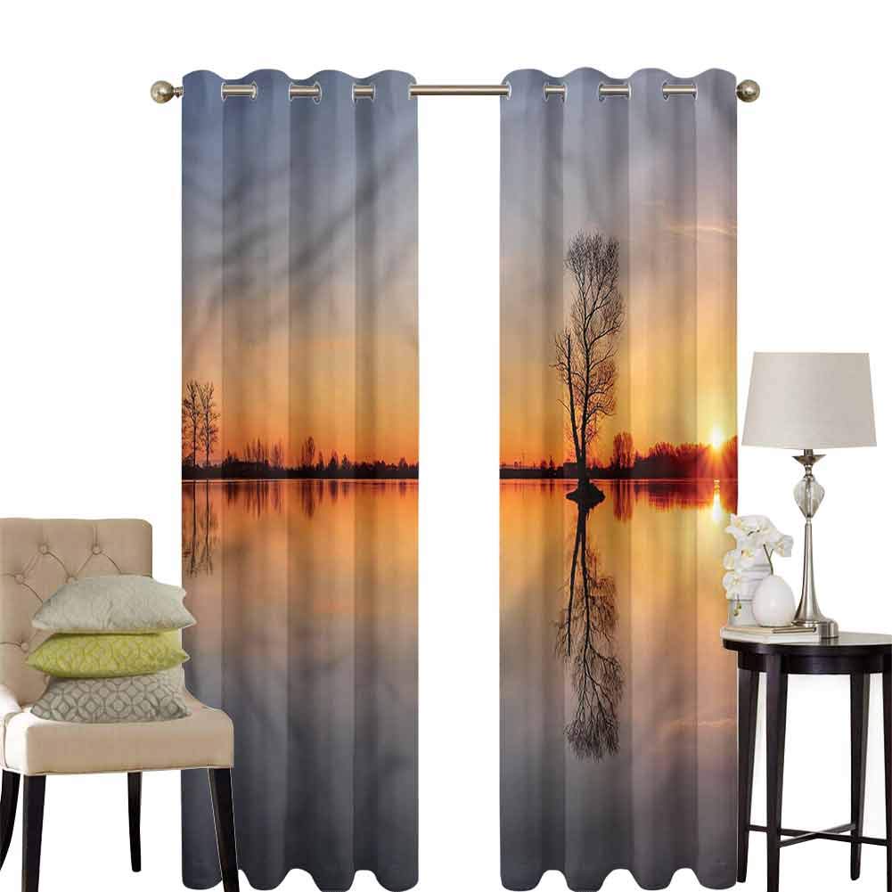 hengshu Lake Room Darkening Curtains for Bedroom Sunset on Lake Tahoe Pattern Curtains Long W100 x L84 Inch