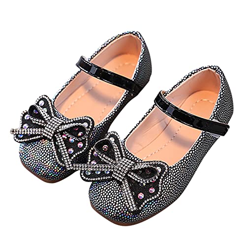 EnJoCho Girls Princess Shoes Star Sequin Sequin Rhinestone Bow Sandals Dancing Shoes Pearl Bling Shoes Single Kids Shoes3