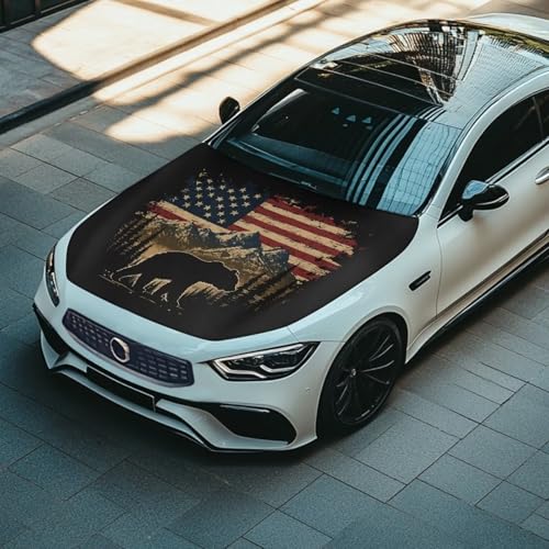 Image of Car Hood Cover Protector,Bear Print Comfortable Breathable Print Stylish Hood Covers for Cars,Decoration Universal Car Accessories