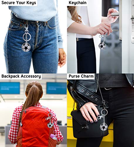 Puzzled Elegant Metal Ring Sparkling Stylish Sports Soccer Ball Charms Keychain Rust Resistant Alloy & Crystals Keyring Unique Backpack Handbag Purse #TOP2