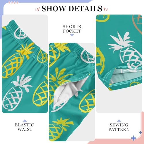 ZZXXB Pineapple Colorful Print Boys Long Pants Soft Trousers Elastic Waist Kids Lounge Bottoms with Pockets S-XL4